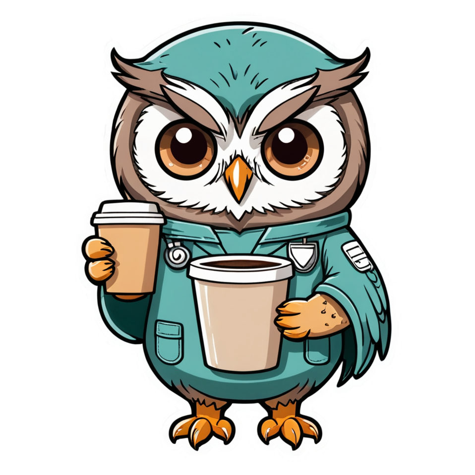 Night Shift Owl (kawaii) — kawaii stickers