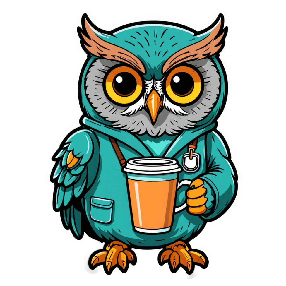 Night Shift Owl (neon) — funny & humor stickers