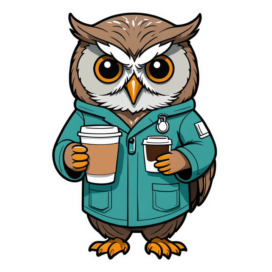 Night Shift Owl (papercut) — funny & humor stickers