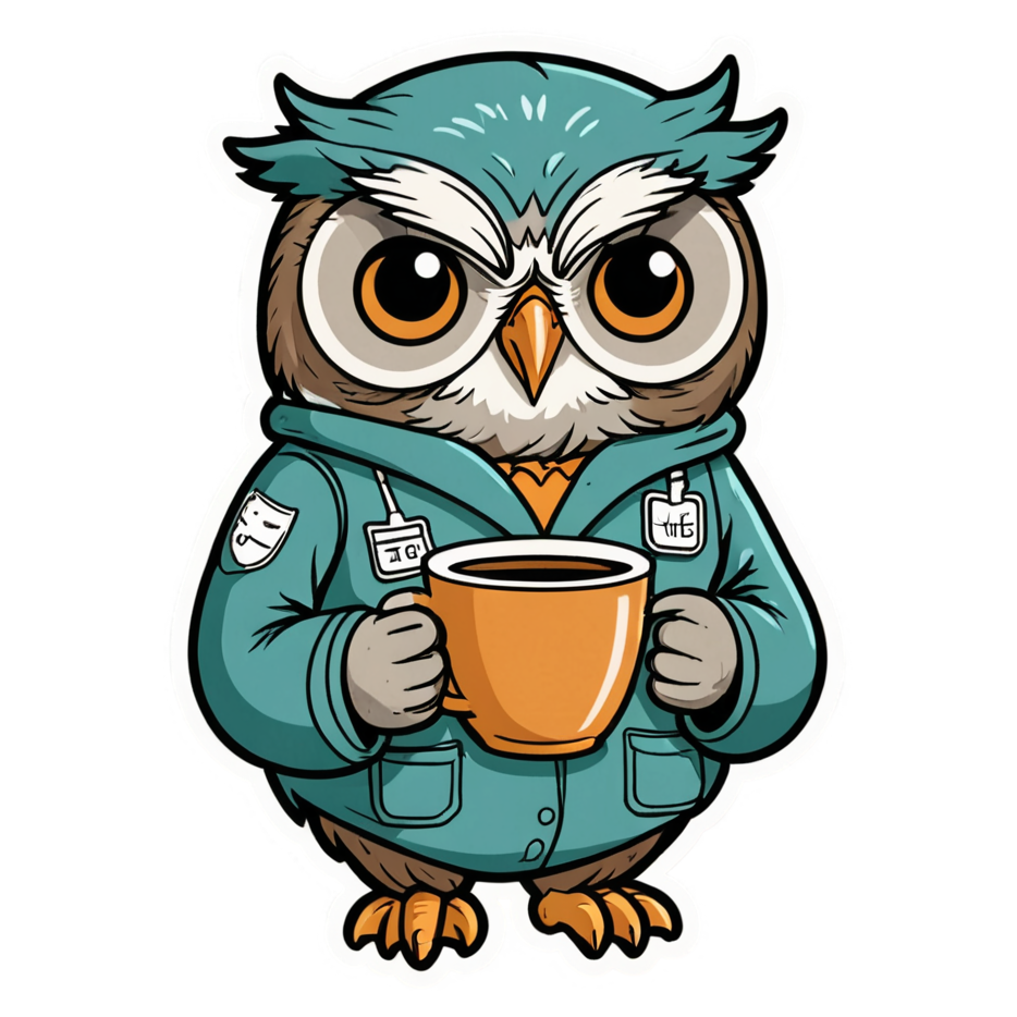 Night Shift Owl (retro) — funny & humor stickers