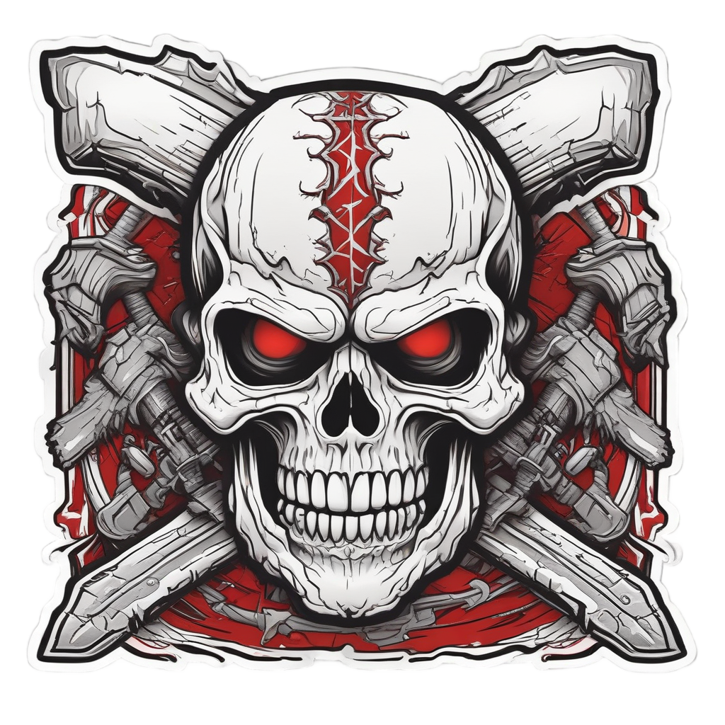 Fury Unleashed Skull — blackwork skull stickers