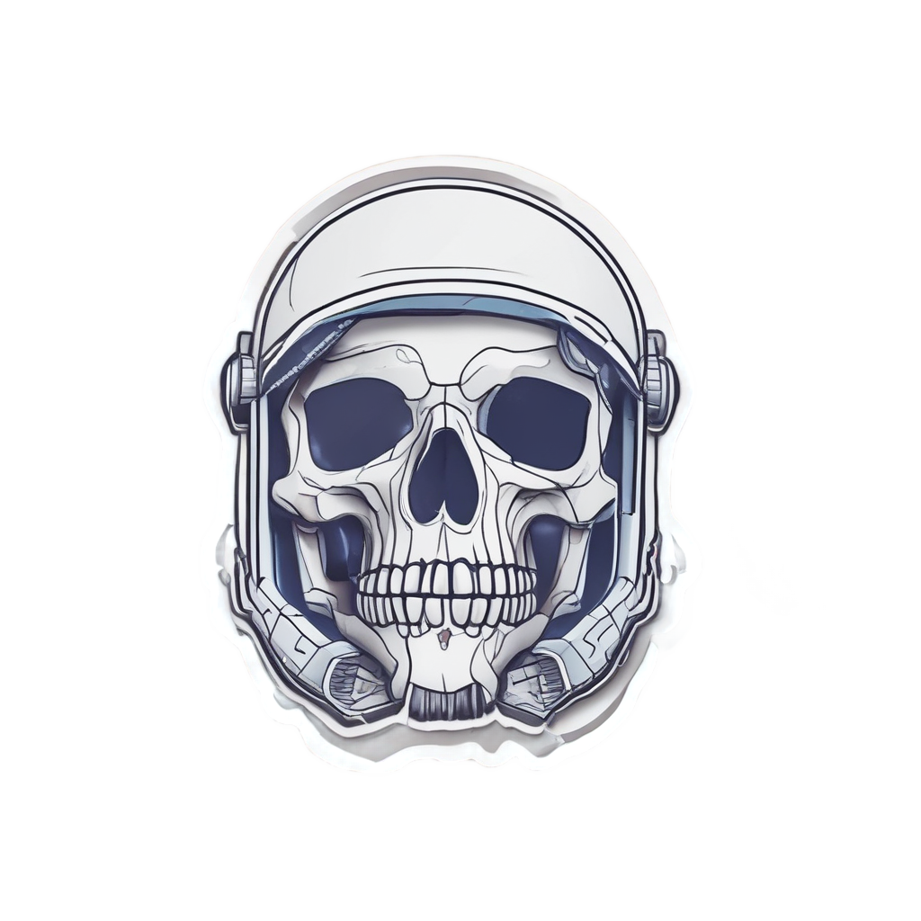 Galactic Explorer Star Skull — line-art skull stickers
