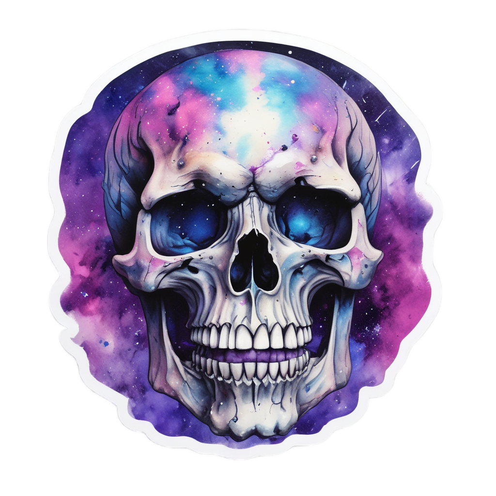 Galactic Skull Scream — blackwork skull stickers