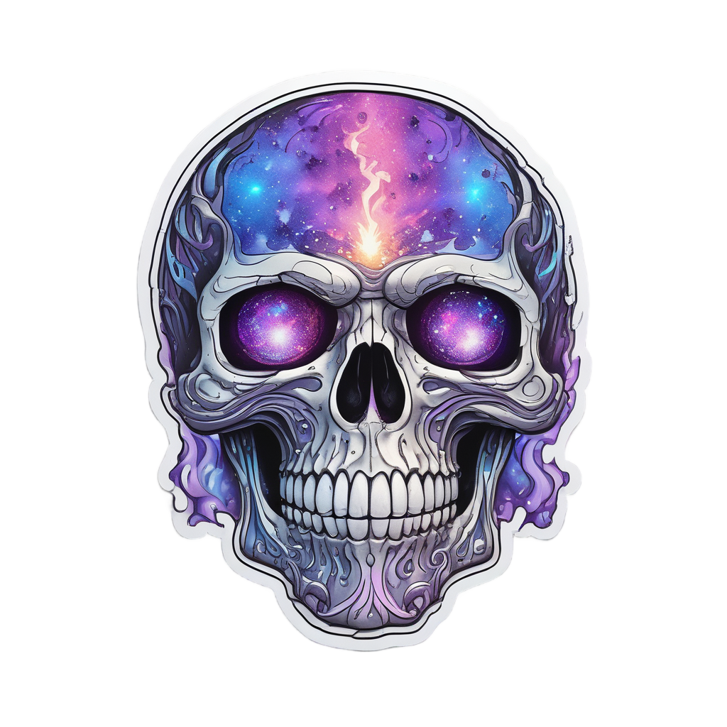 Galaxy Chrome Skull Vortex — biker & chrome skull stickers