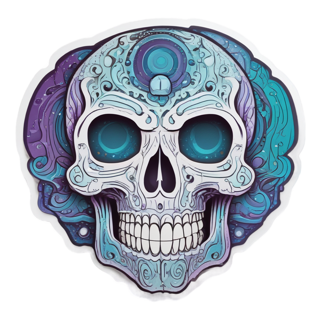 Galaxy Grin Skull — mystical skull stickers