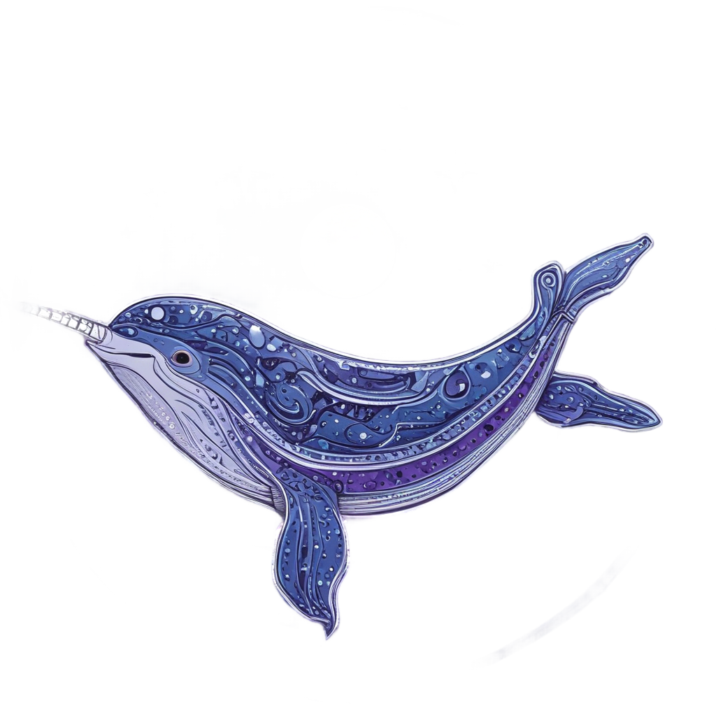 Narwhal in space with glowing tusk