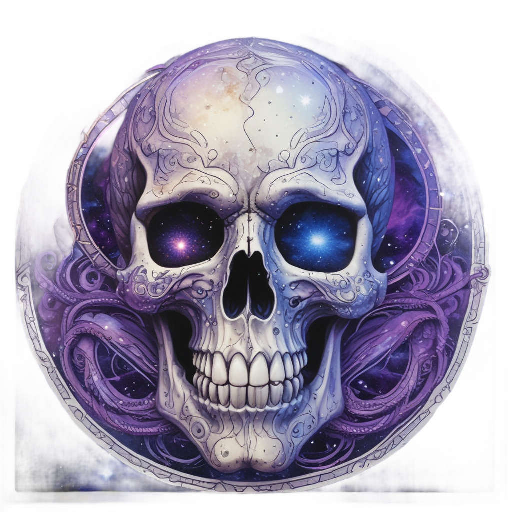Galaxy Nebula Cosmic Tangles — blackwork skull stickers