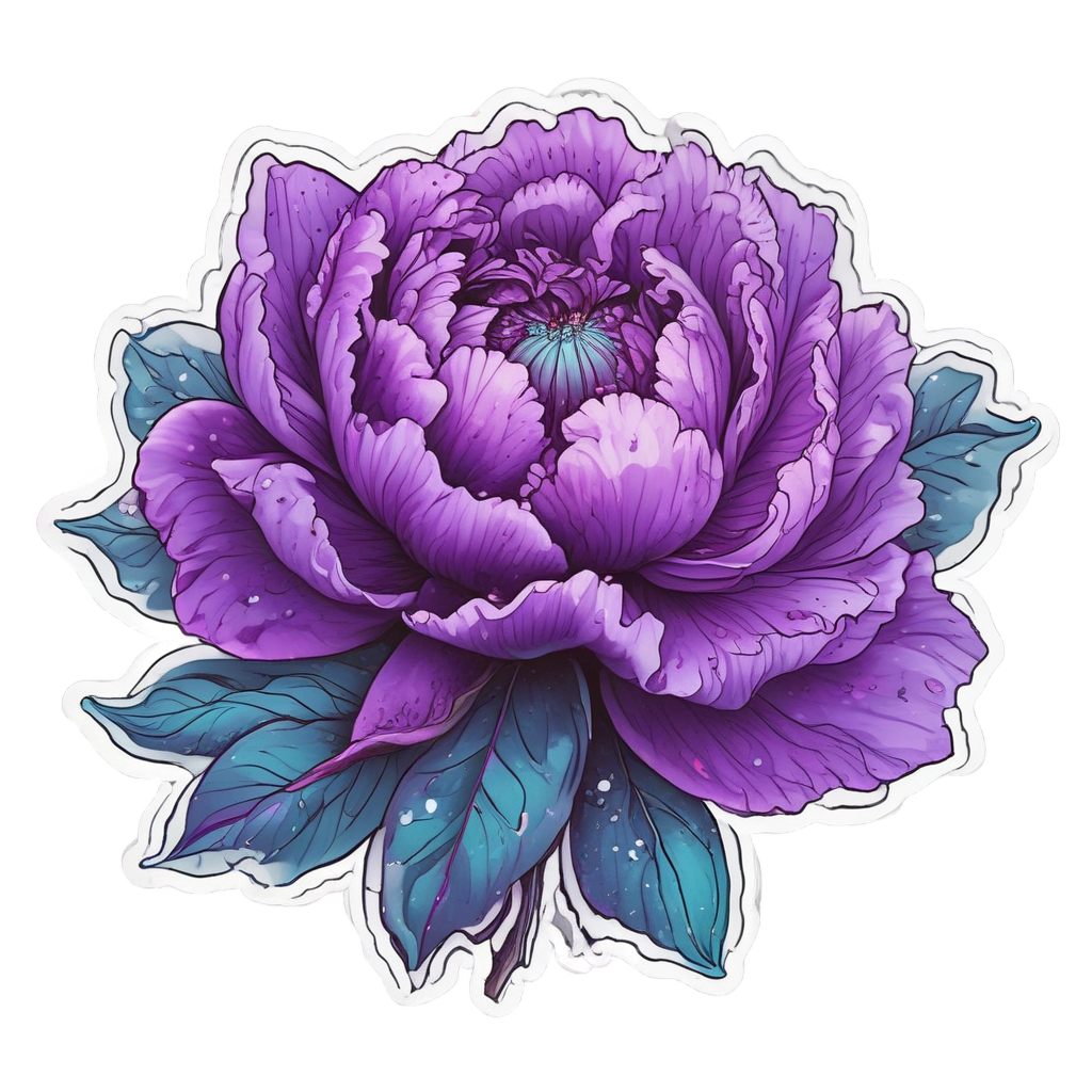 Galaxy peony bouquet with neon purple and blue cosmic petals
