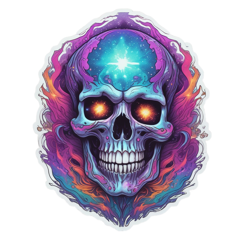 Galaxy Phoenix Fire Skull — flaming skull stickers
