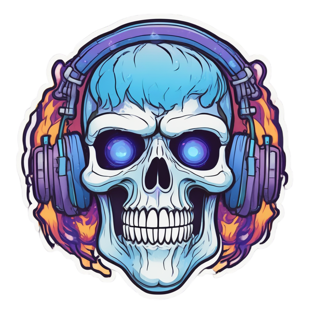 Gamer Blue Fire Skull — gamer stickers