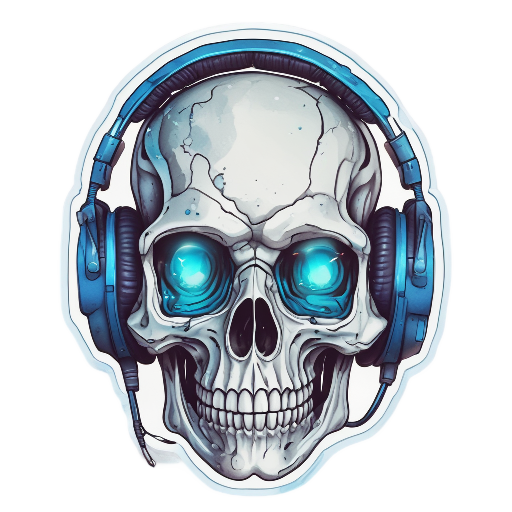 Gamer Blue Fire Skull — gamer stickers