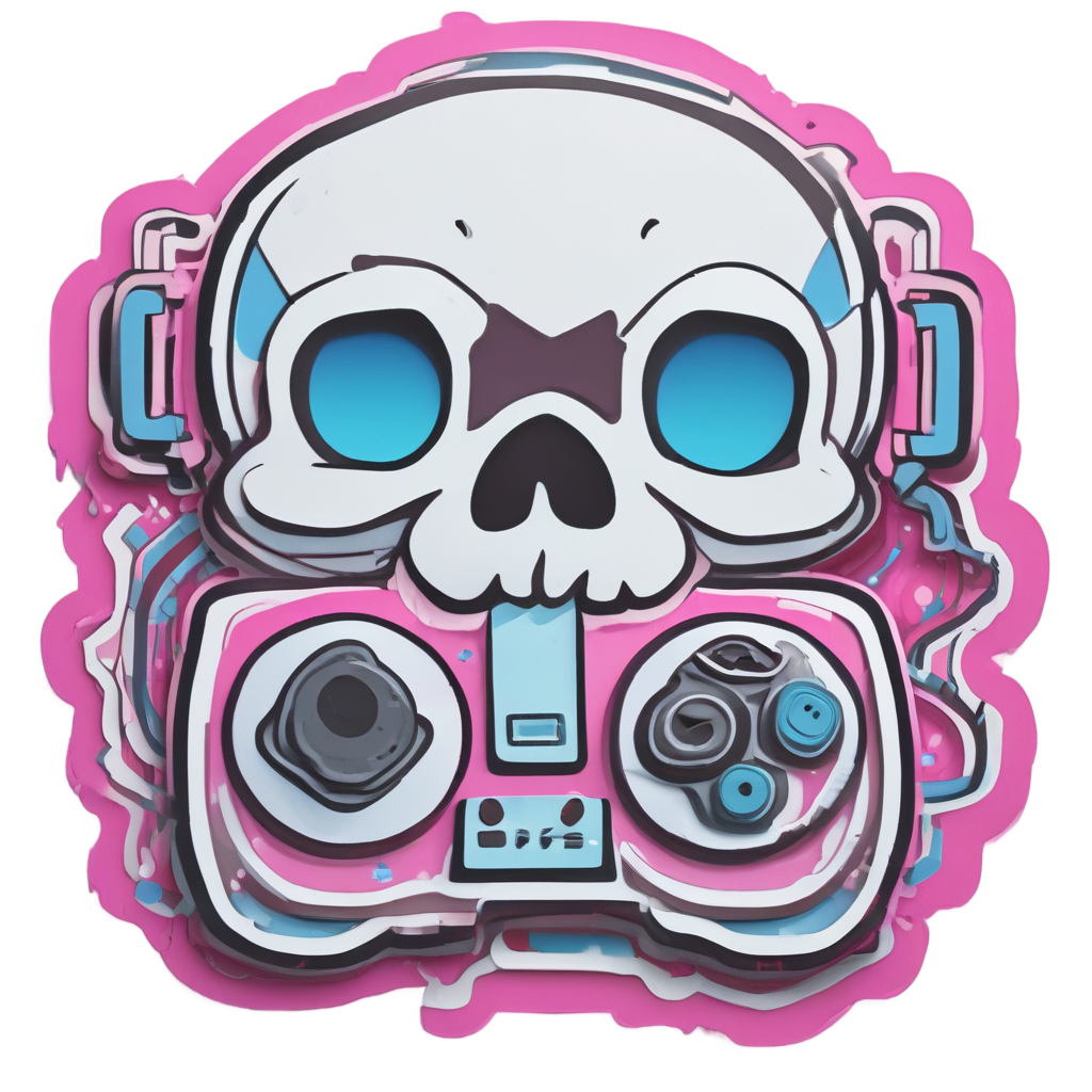 Gamer Blush Skull Controller — gamer stickers