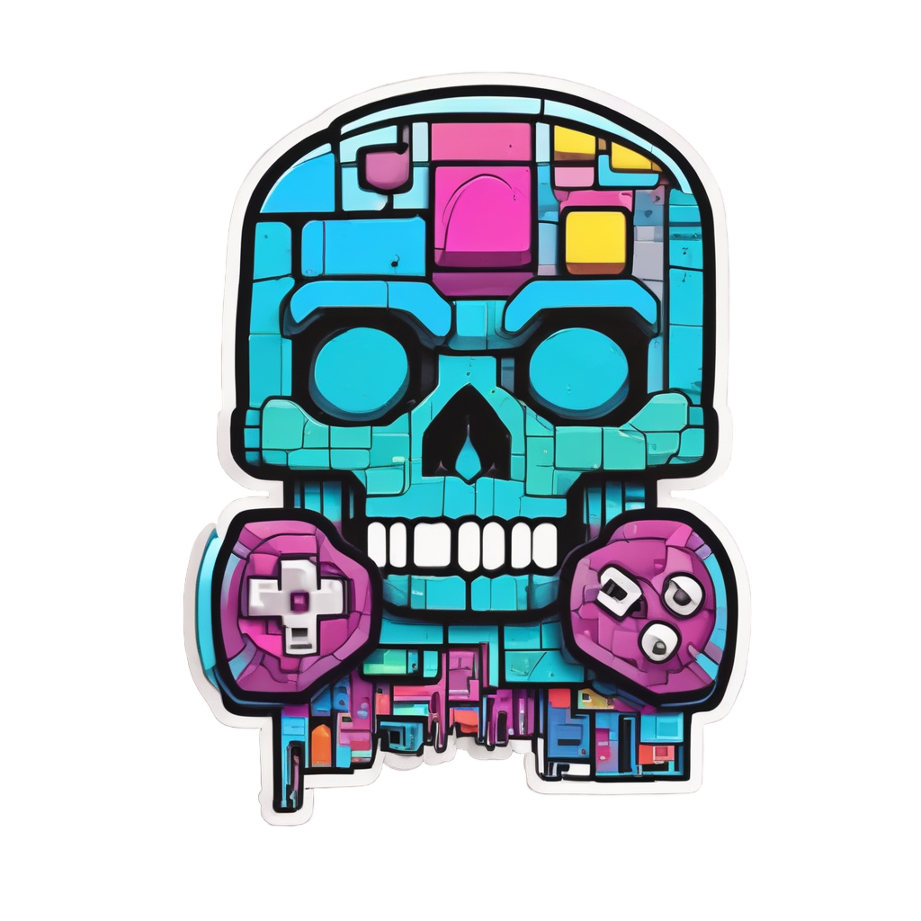 Gamer Brick Skull — gamer stickers