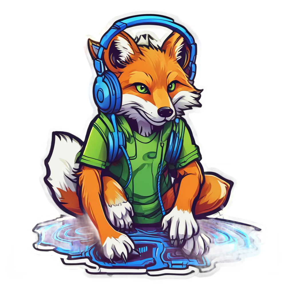 Gamer Checkerboard Fox — abstract & patterns stickers
