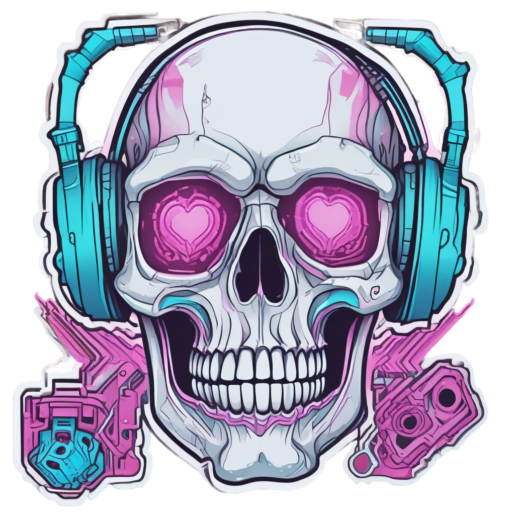 Gamer Cyborg Skull — gamer stickers
