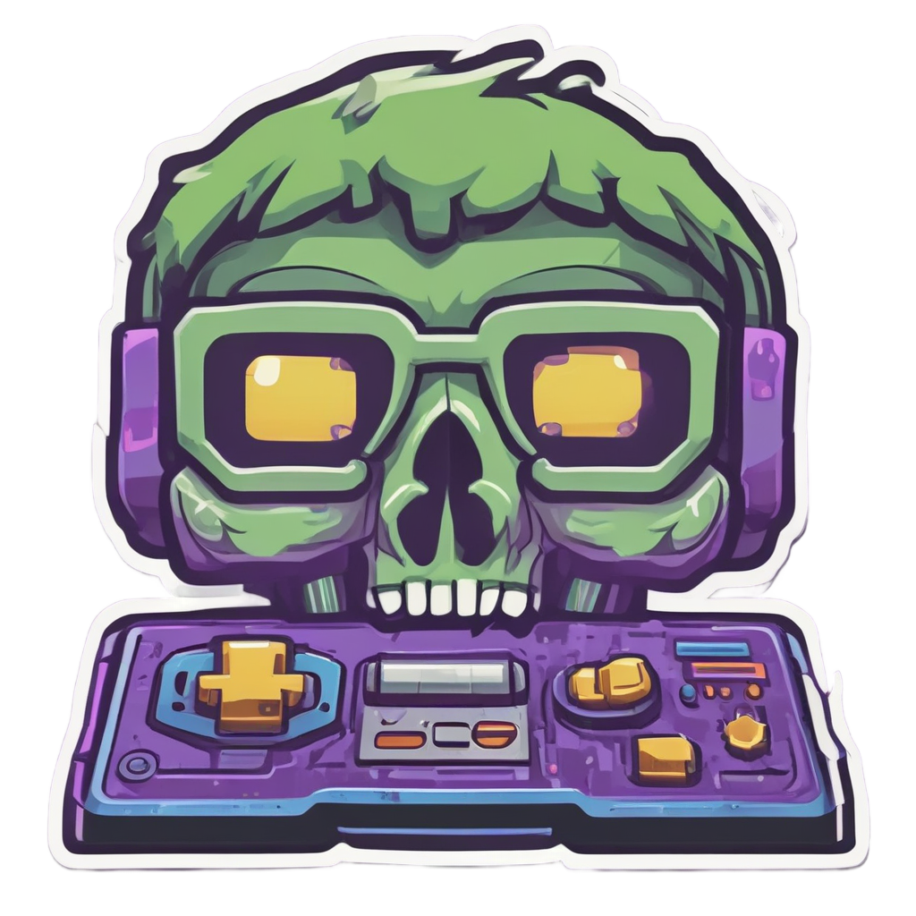 Gamer Feather Skull with Joypad — gamer stickers