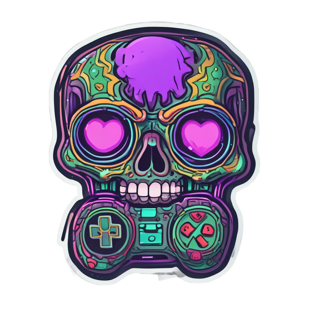 Gamer Heart Calavera — gamer stickers