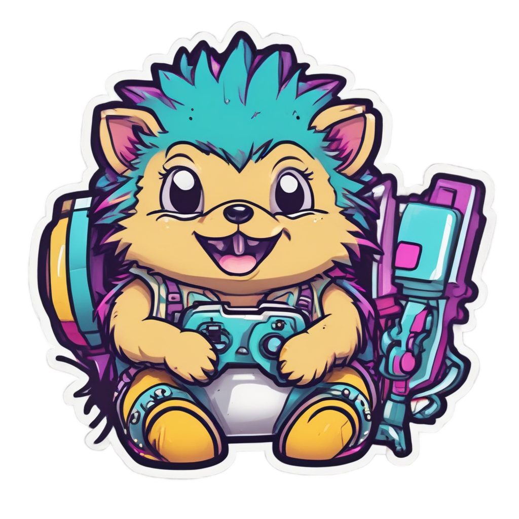 Gamer Hedgehog with Controller — gamer stickers