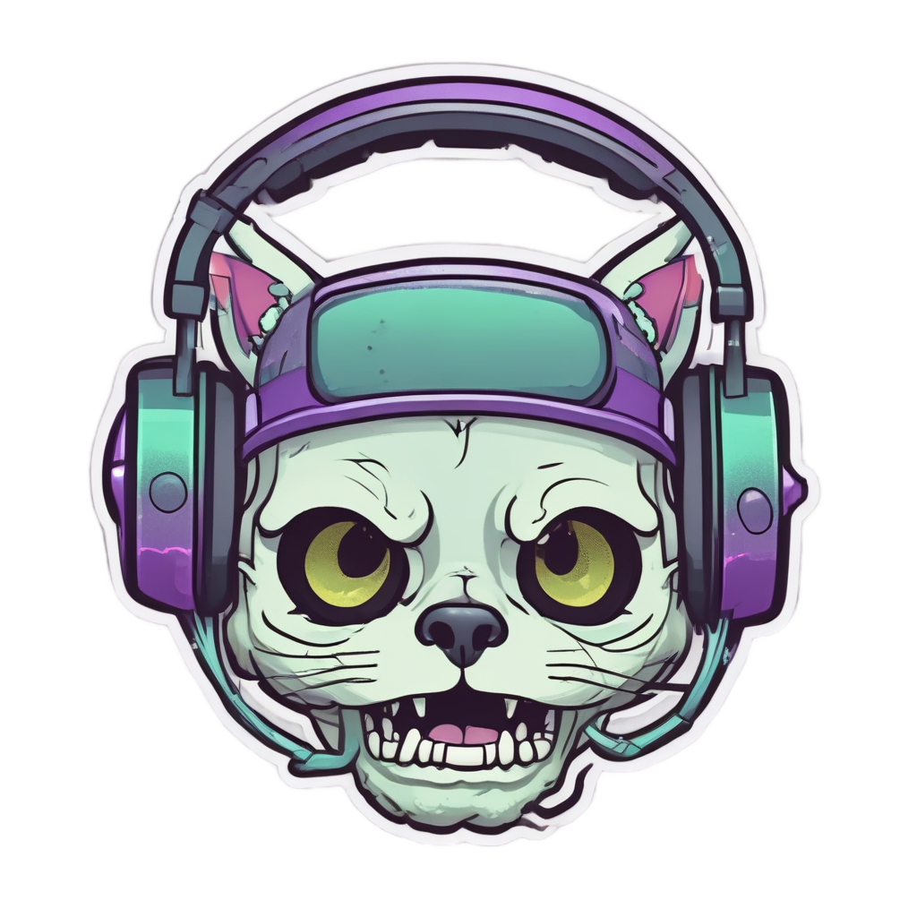 Gamer Kitty Skull — gamer stickers