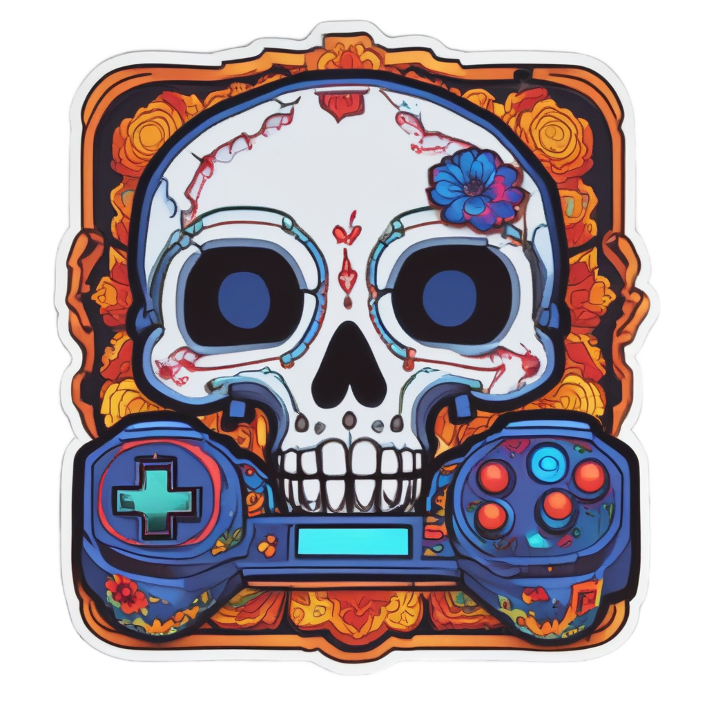 Gamer Marigold Calavera with Controller — gamer stickers