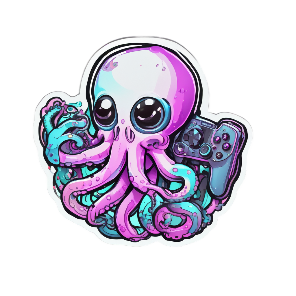 Gamer Octopus with Controller — gamer stickers