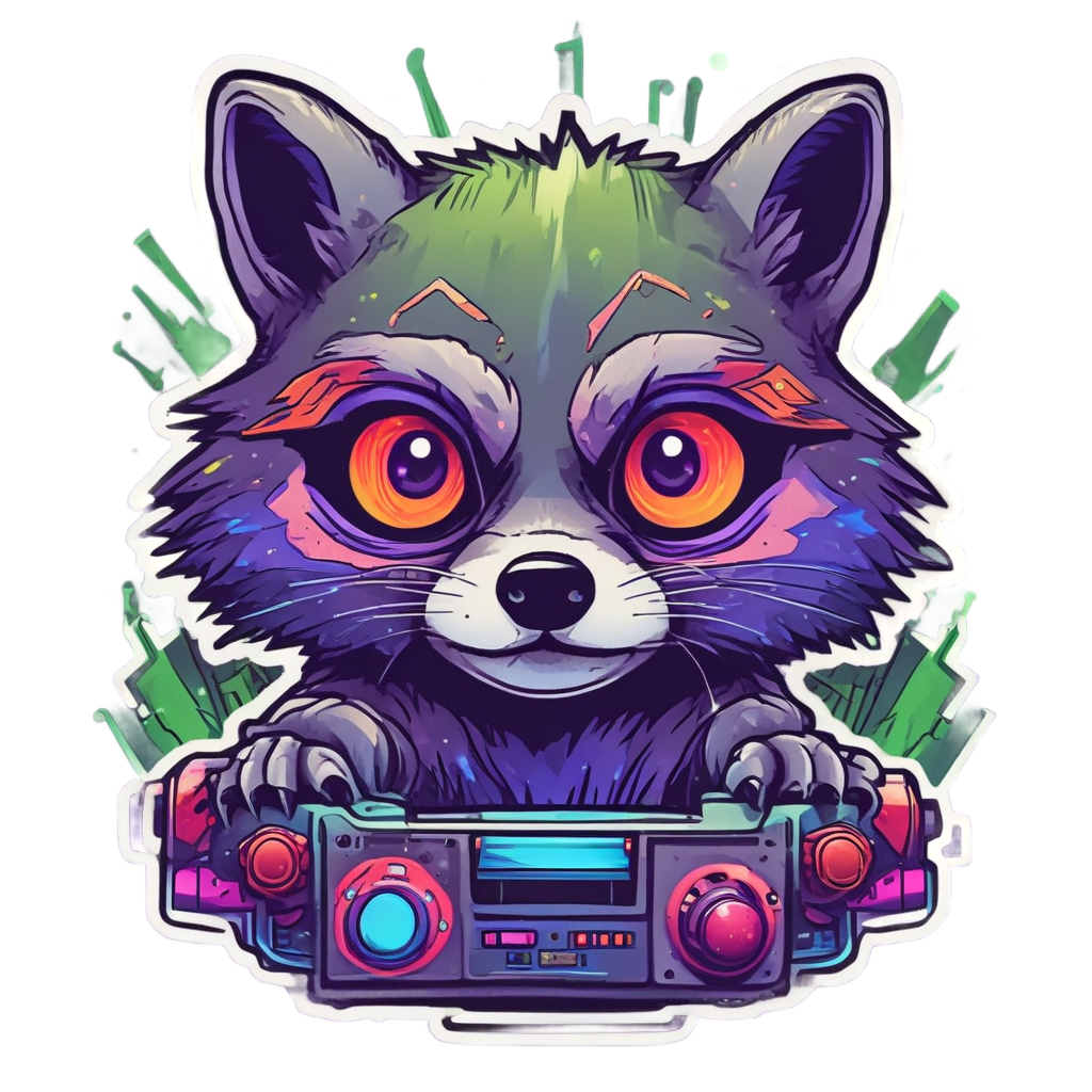 Gamer Raccoon Arcade — gamer stickers