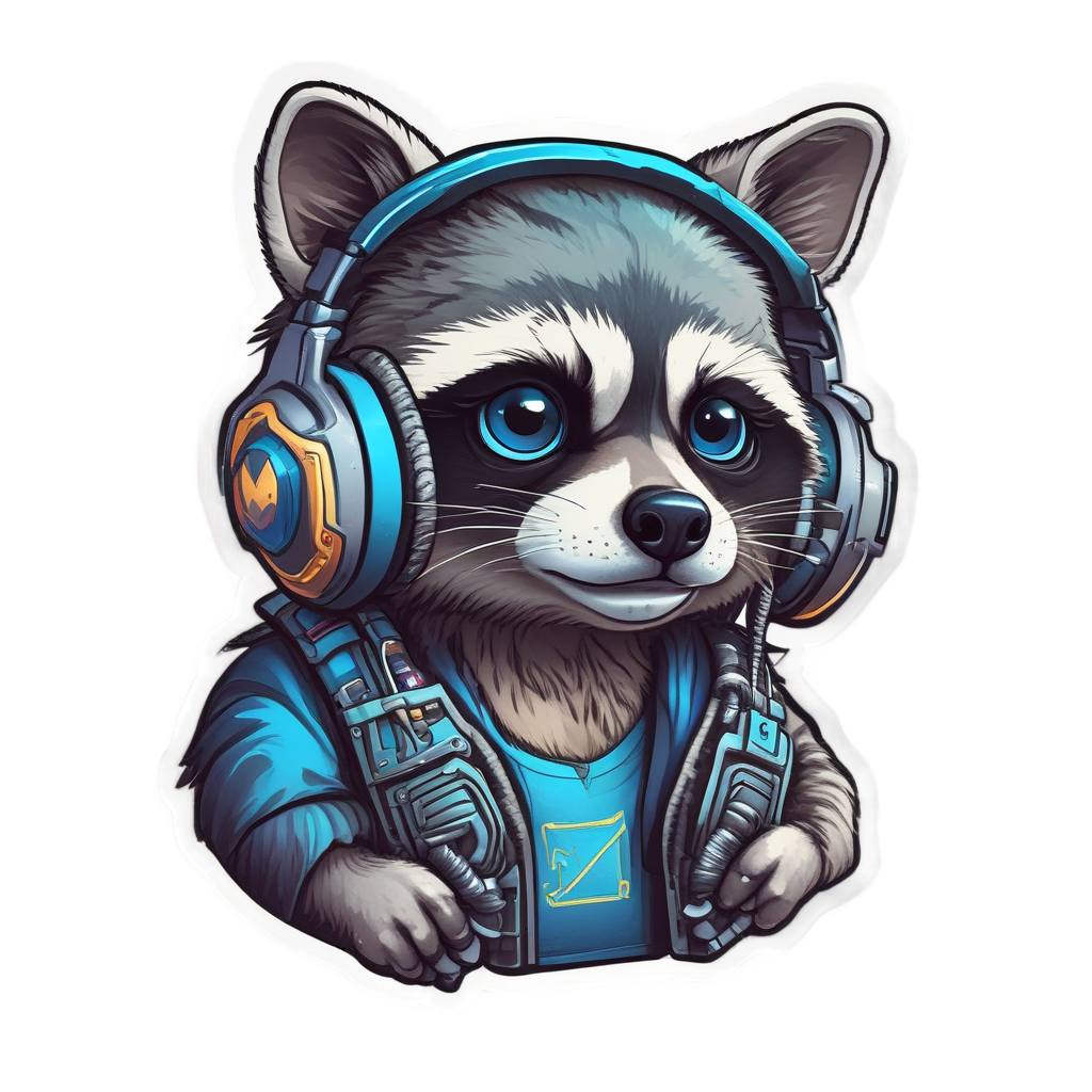 Gamer Raccoon Pro — wildlife stickers