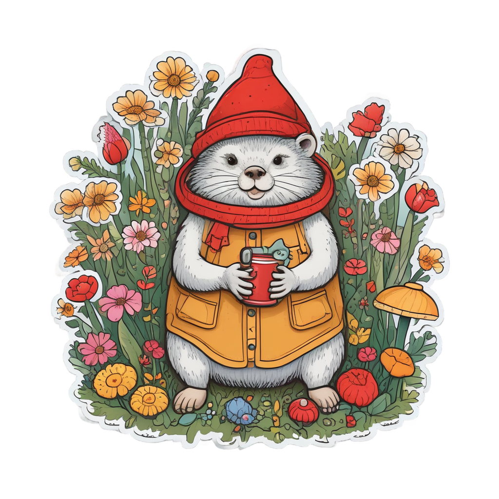 Garden Gnome Hedgehog — woodland nursery stickers