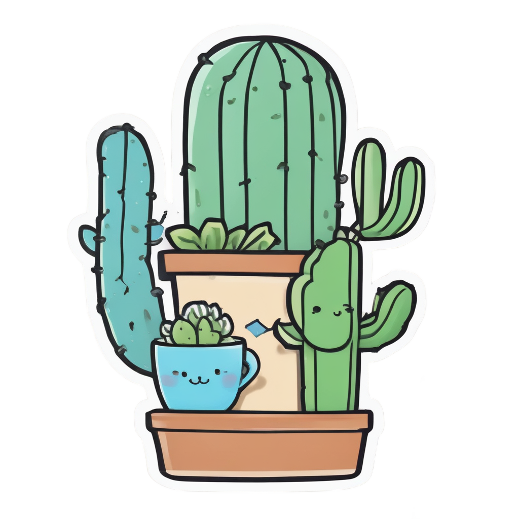 Gardener Cactus Watering — boho nursery stickers