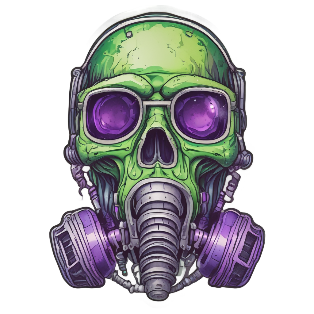 Gas Mask Neon Skull — gas mask stickers