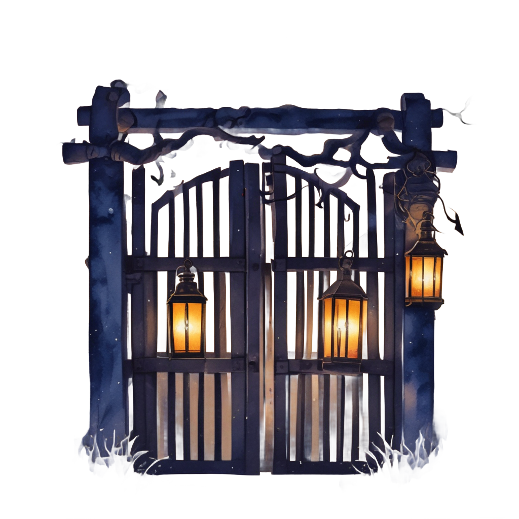 Gate with Hanging Lantern — cottage scenes stickers