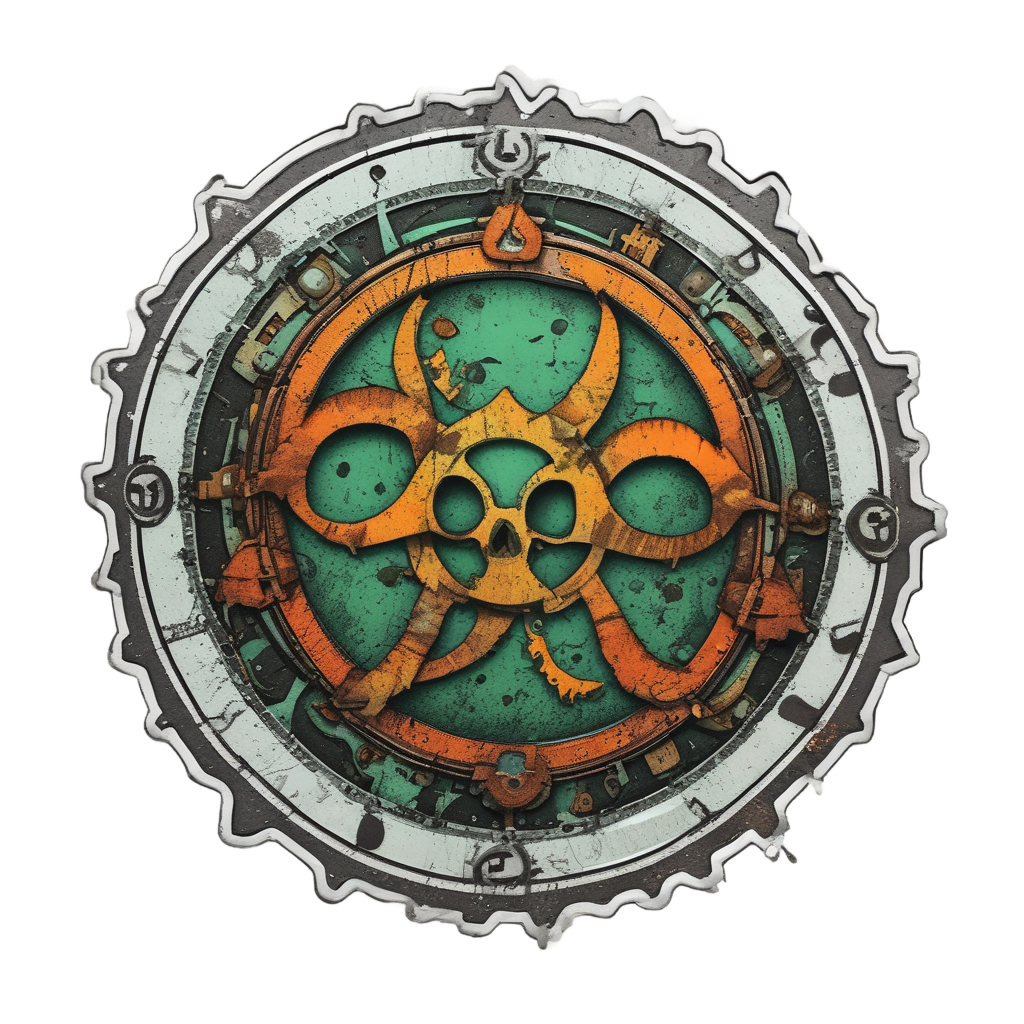 Gear and Toxin Drip — biohazard stickers
