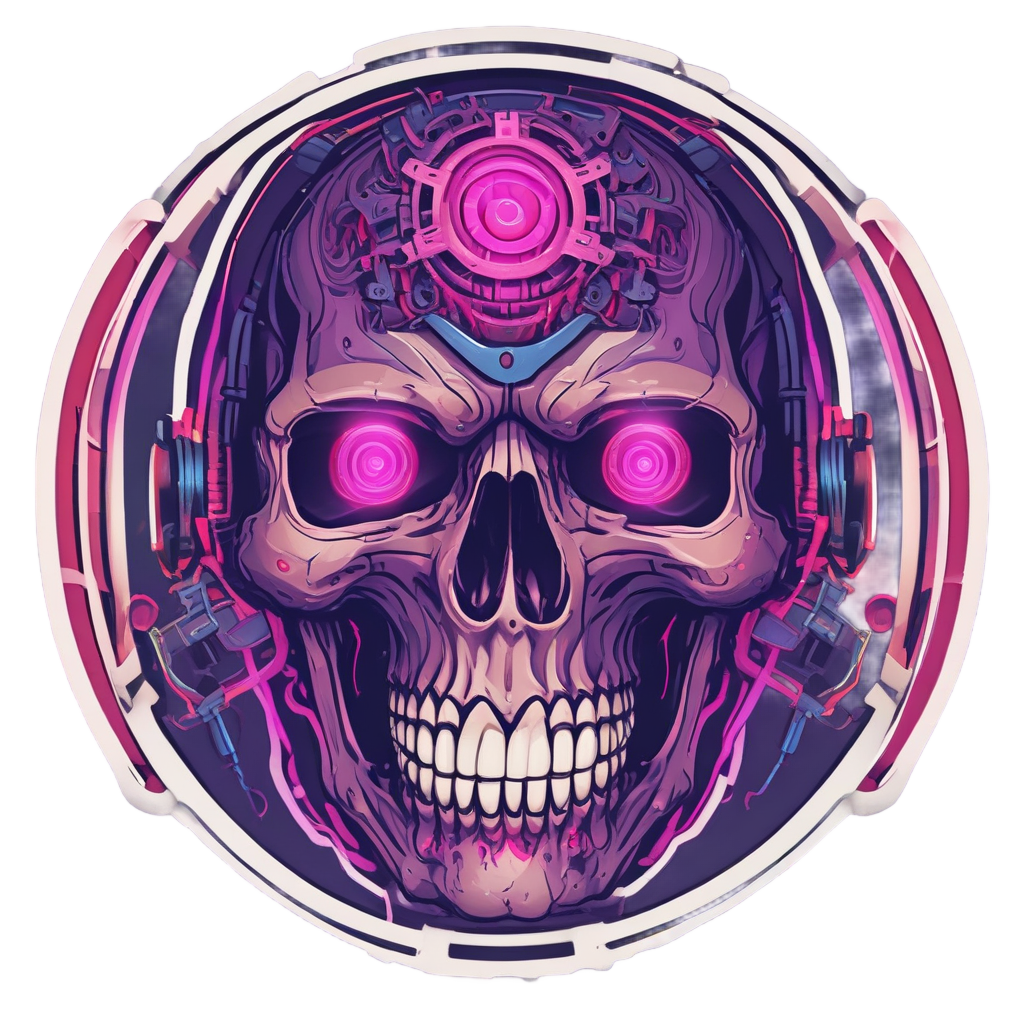 Gear-Eyed Laser Skull — biker & chrome skull stickers