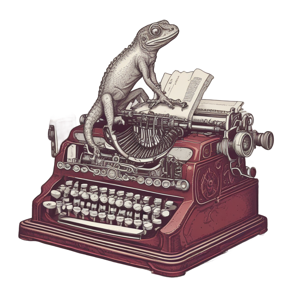 Gecko at Typewriter Desk — reptiles stickers