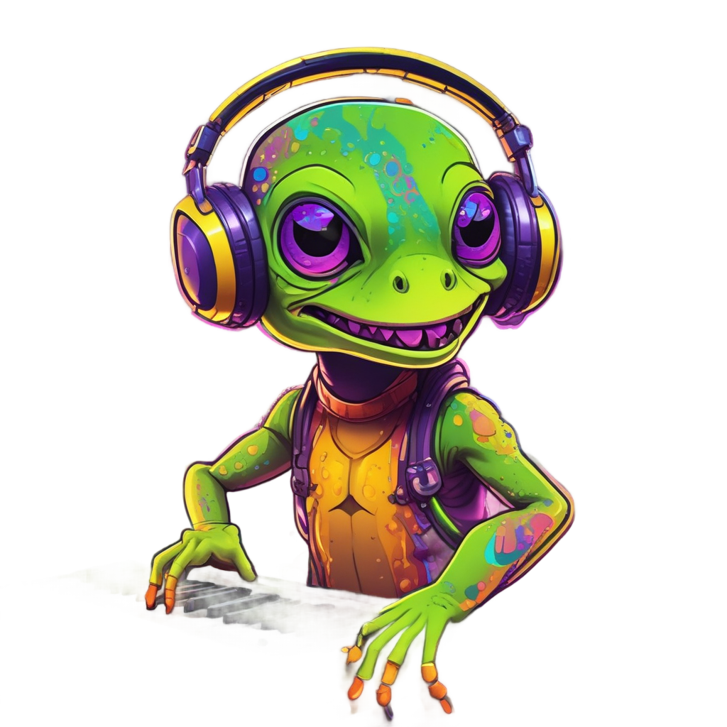 Gecko DJ on Turntables — music stickers