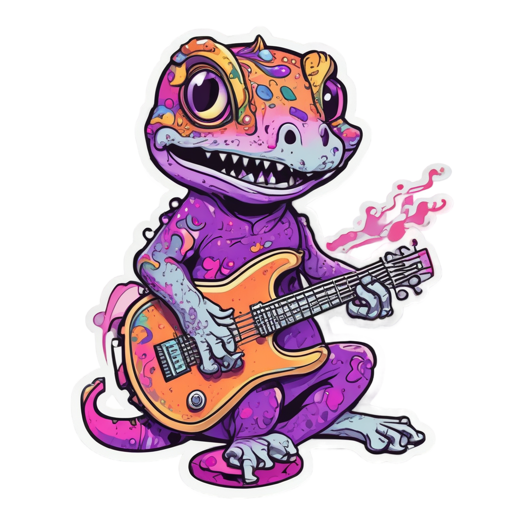 Gecko Playing Electric Guitar — music stickers