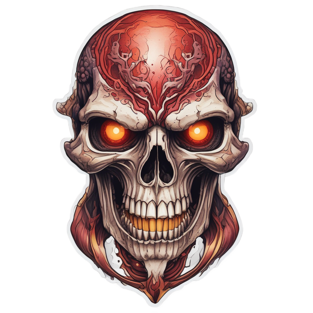 Gem-Eyed Cobra Skull — line-art skull stickers