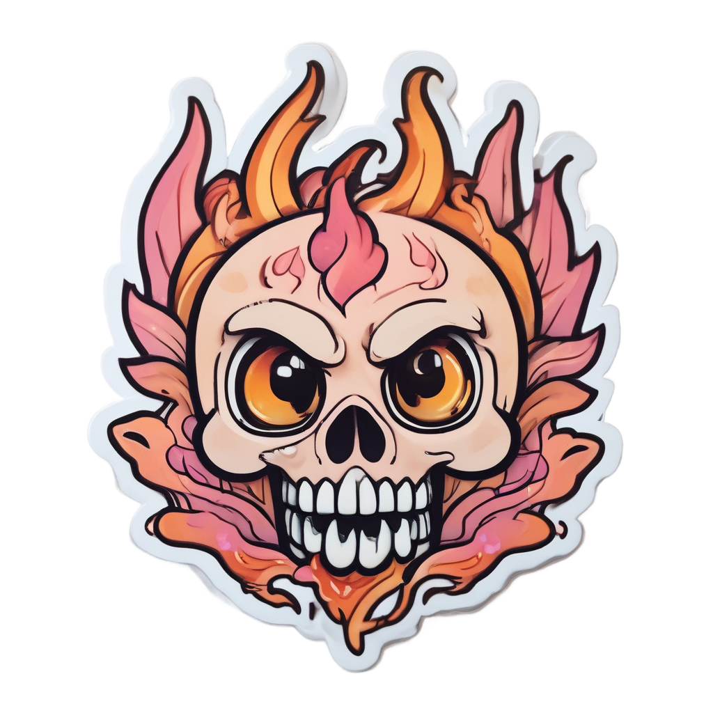 Gentle Ember Skull — flaming skull stickers