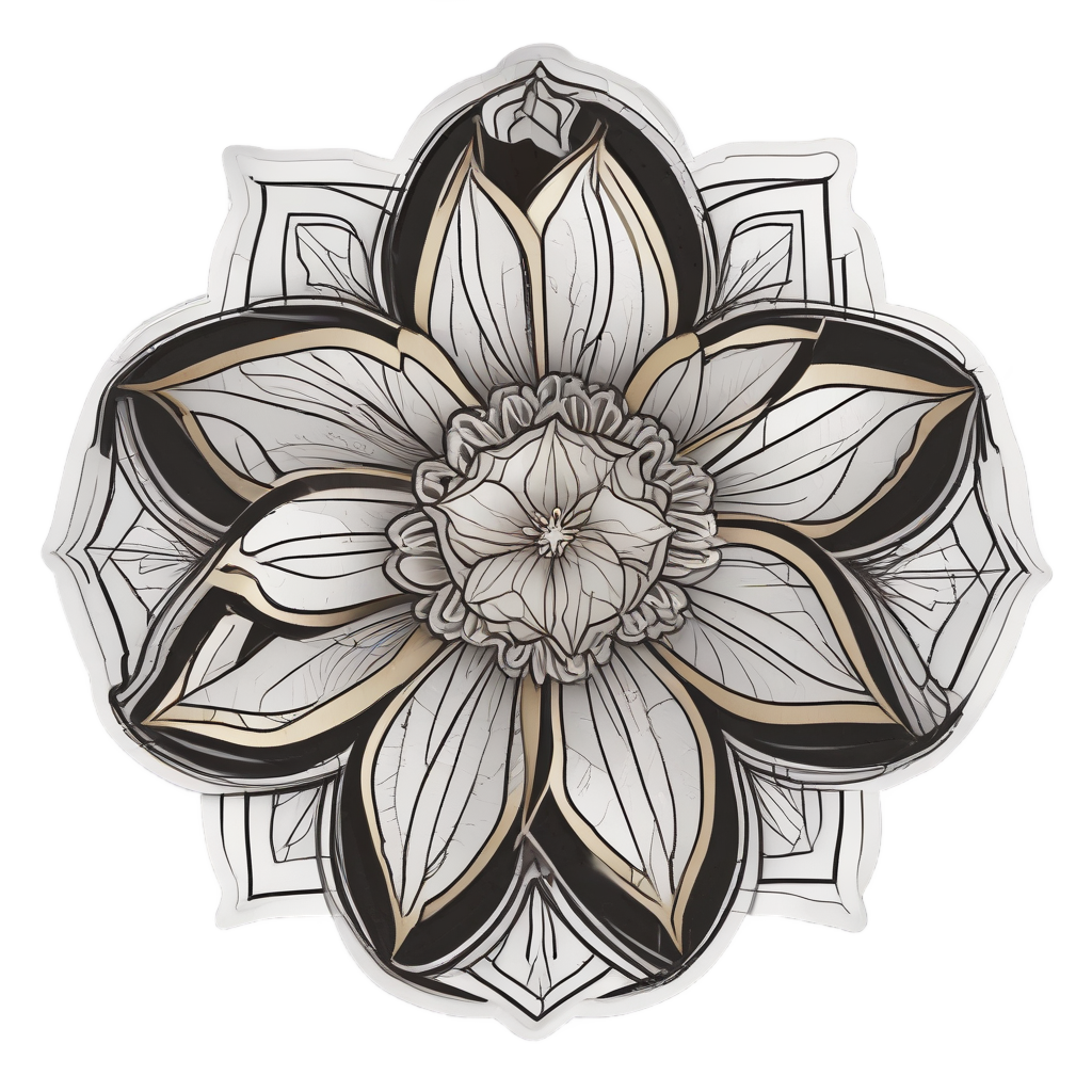 Geometric Bloom Cut — line botanical stickers