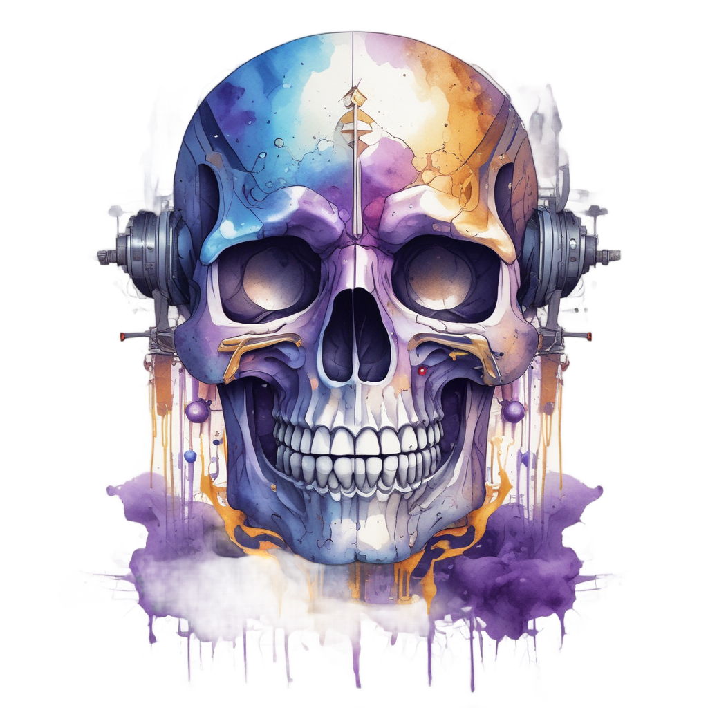 Geometric Chrome Half Skull — biker & chrome skull stickers