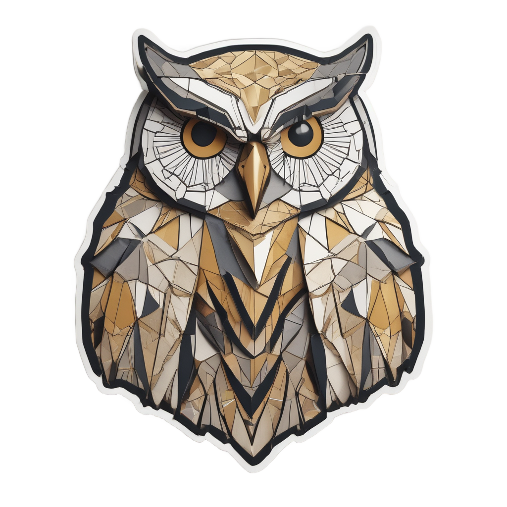 Geometric Gold Owl — geometric stickers
