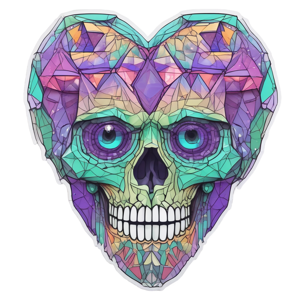 Geometric Heart Calavera — geometric stickers