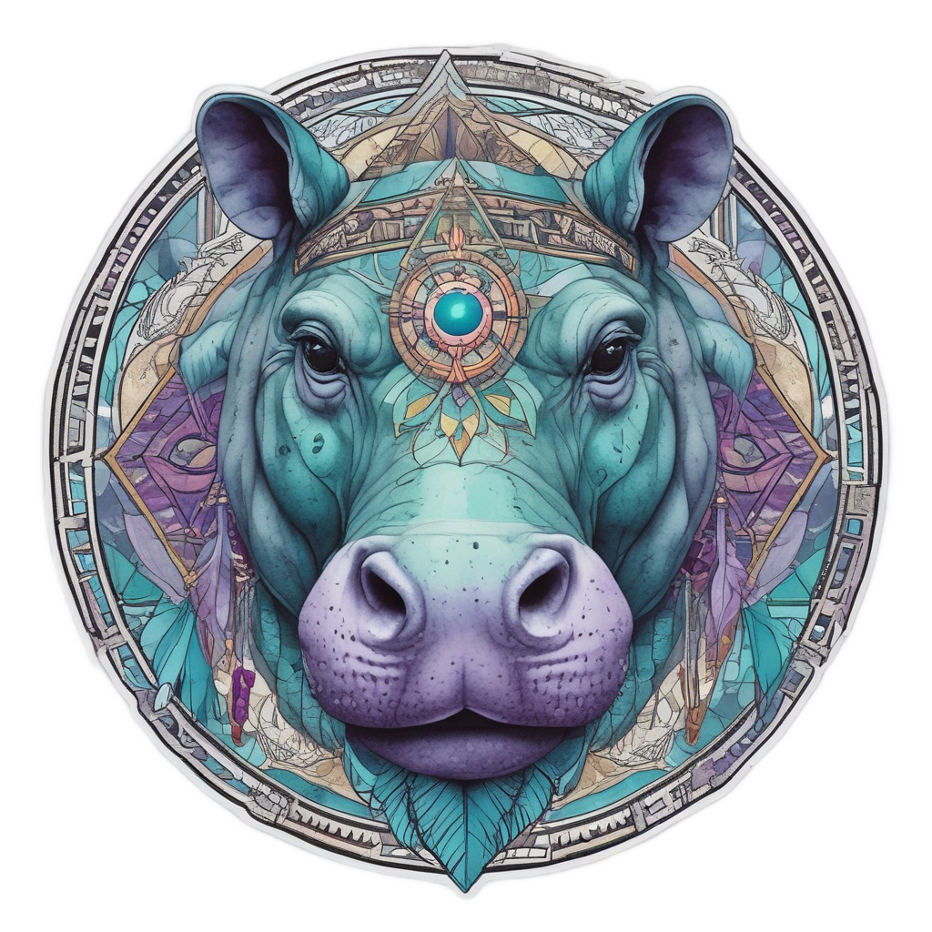 Geometric Hippo Dreamcatcher — geometric stickers