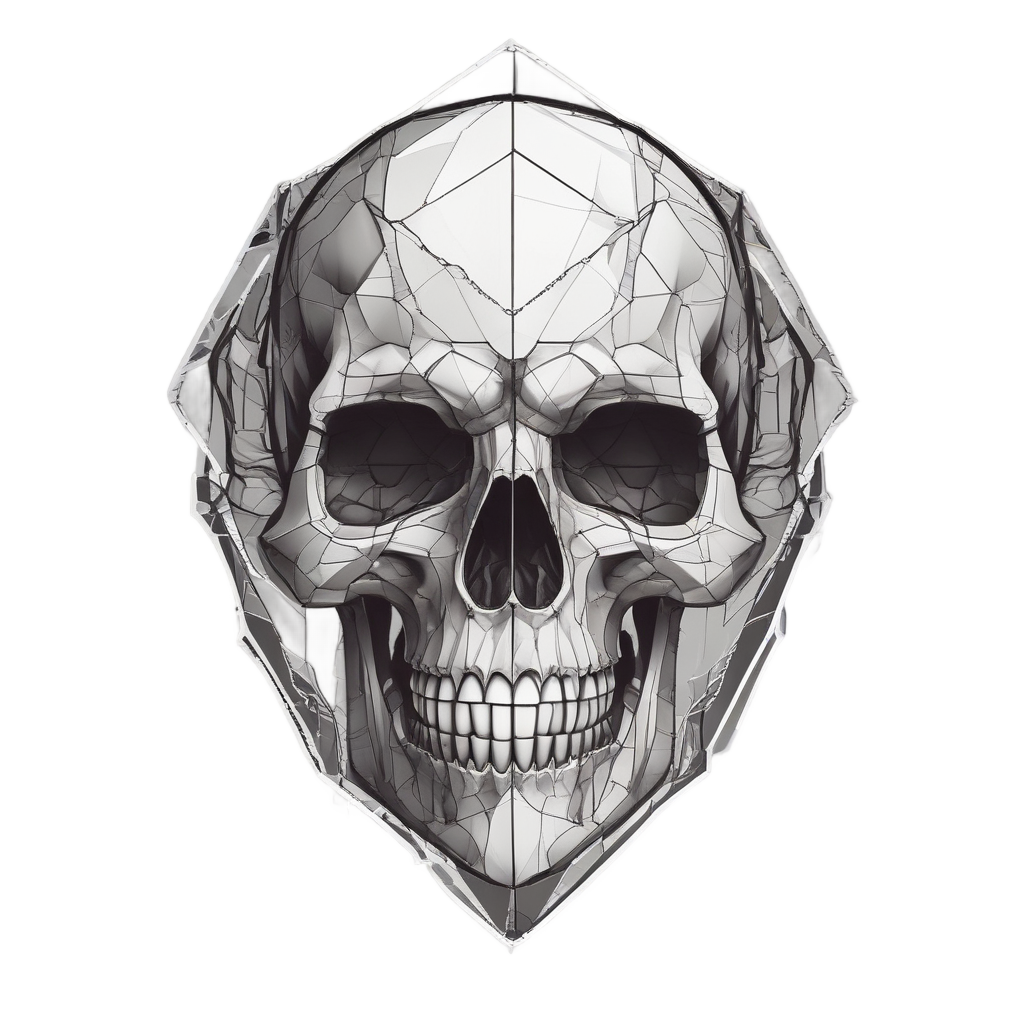 Geometric Mono Fracture — minimal skull stickers