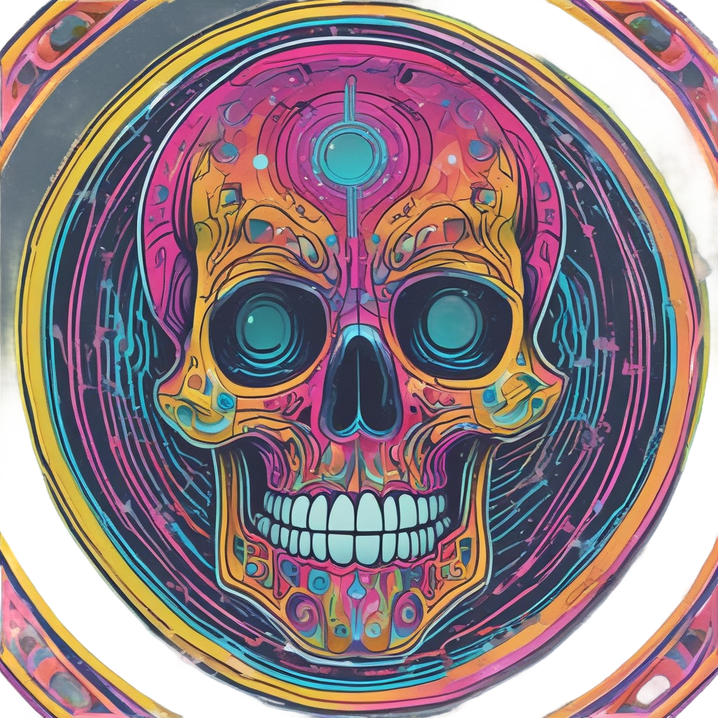 Geometric Neon Abstract Skull — abstract & patterns stickers