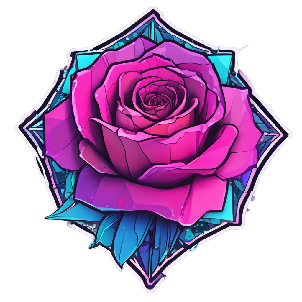 Geometric Neon Rose — geometric stickers