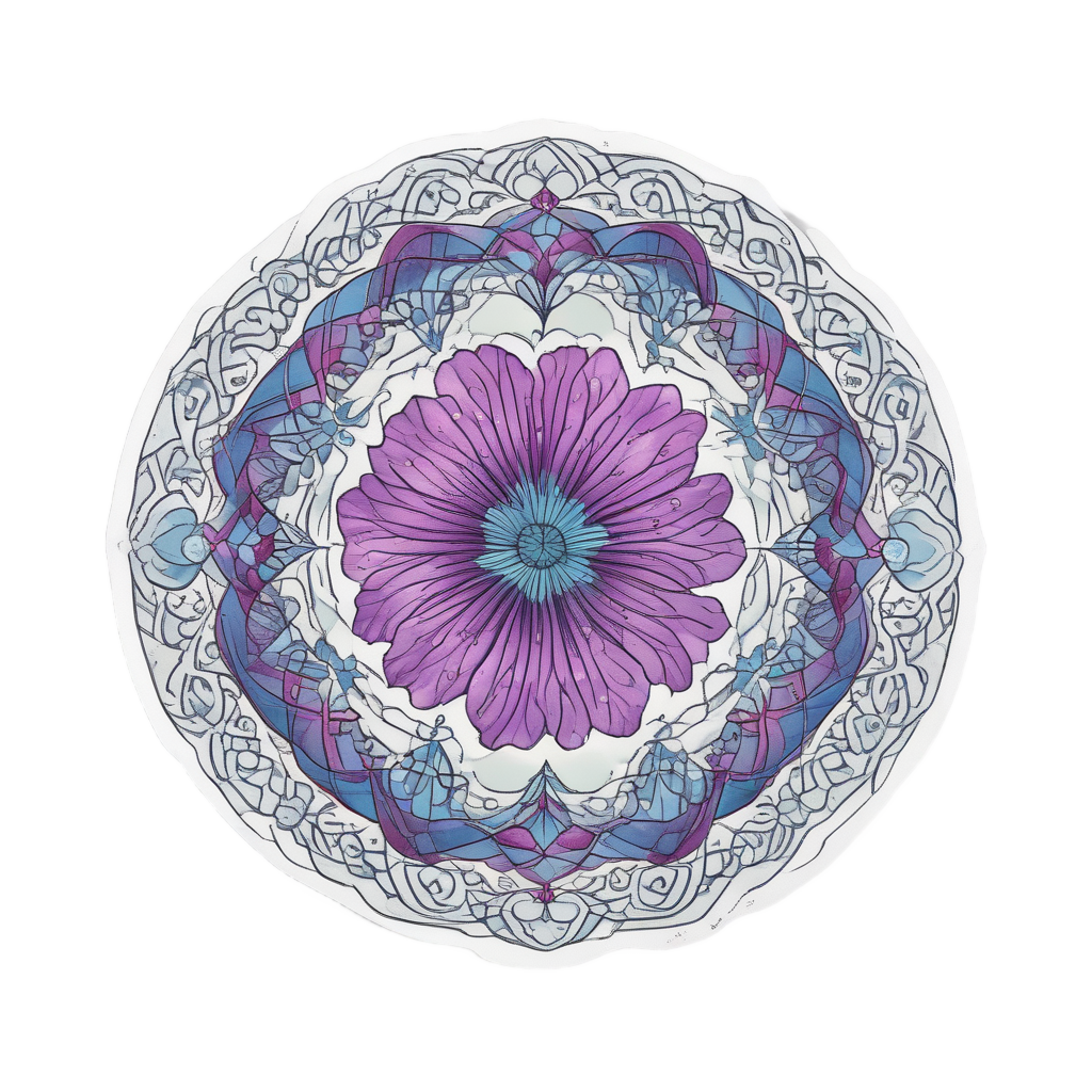 Geometric Pansy Mandala — pressed flowers stickers