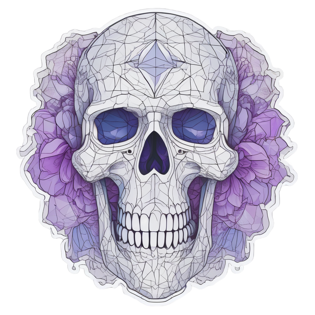Geometric Peony Skull — geometric stickers