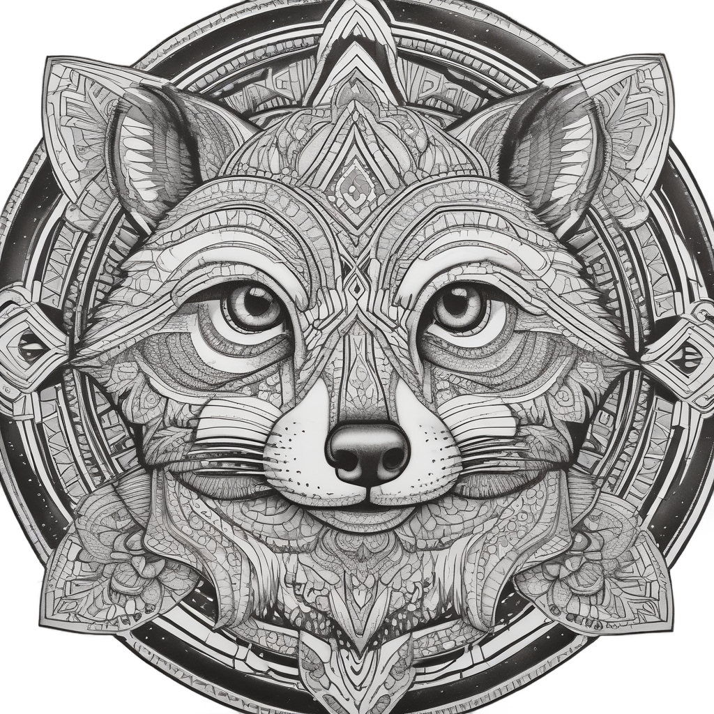 Geometric Raccoon Mandala — geometric stickers