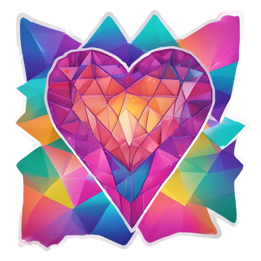 Geometric Rainbow Heart Lotus — boho nursery stickers